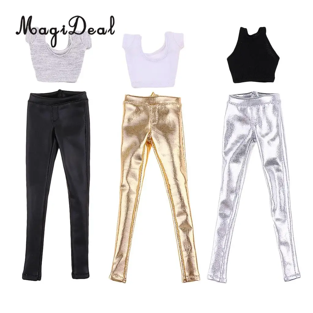

MagiDeal 1/6 Femal Skinny Pencil Pants Legging Trousers+T-Shirt for 12 Inch CY CG Girl Hot Toys Action Figures