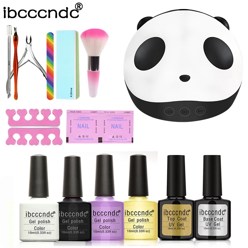 

IBCCCNDC Manicure Set Nail Art Kit 4pcs 10ml Nail Polish 36W UV LED Lamp Nails Dryer UV Gel Base Top Coat Nailgel Pedicure Tools