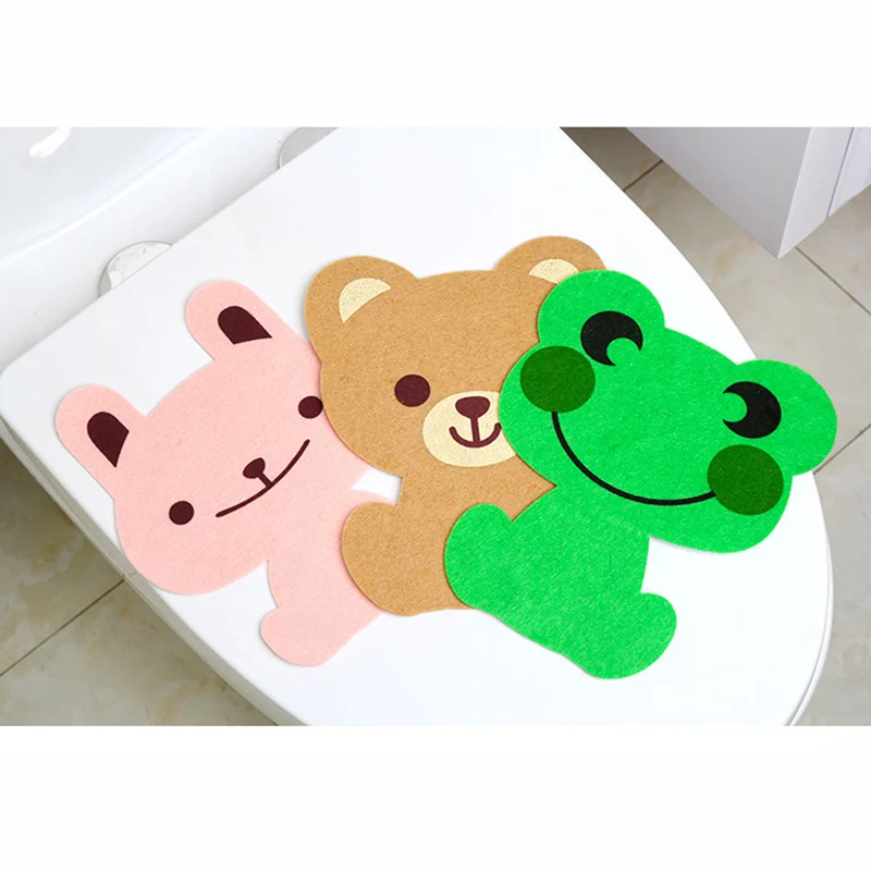 

1PCS Bathroom Accessories Toilet Stickers Wall Decorations Cartoon Frog Bear Stickers Waterproof Wall Stickers Posters Paper D