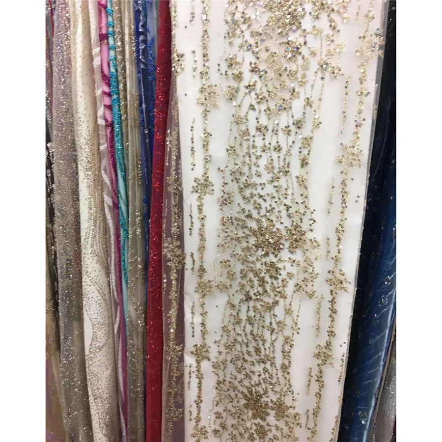 

Hot sale wonderful sequins vines pattern French Lace with Shining glitter ZP0,Free shipping Nigeria Glued Glitter lace fabric