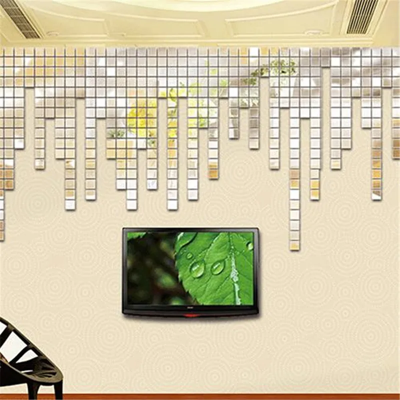 100 шт. 2x2 см DIY 3D акриловая мозаика зеркало настенные наклейки для детей комнаты Фреска квадратная Декор на стену для дома зеркальные
