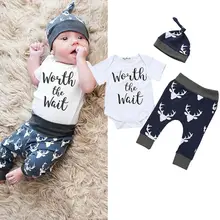 Canis/Летняя одежда для маленьких мальчиков и девочек, топы, комбинезон, штаны с оленем, шляпа, повседневный комплект