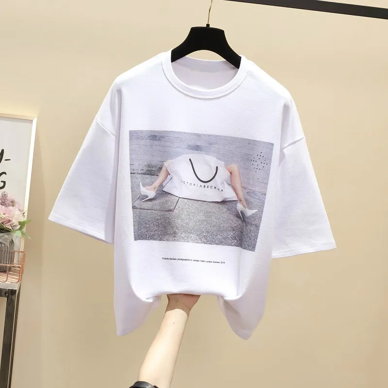 

Funny Harajuku Summer Women's New Net Red Fashion Print Letter Short Sleeve T-Shirt Casual Shirt S-XL