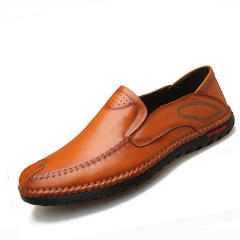 

2019 Summer Brand Genuine Leather Fashion Men High Quality Casual shoes Driving Sneakers Men Shoes Comfortable Loafer Flat shoes