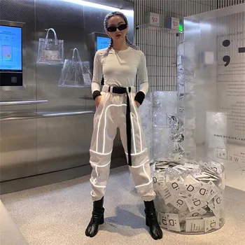 

New Women Casual Pants Fashion Streetwear Striped Harem Pants High Waist Drawstring Lady Long Trousers