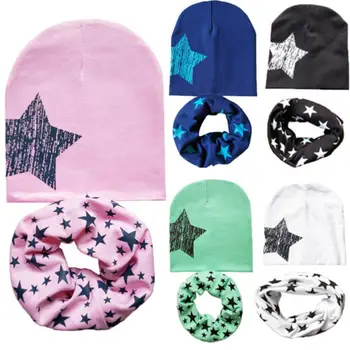 

2019 Cotton Baby Hat Scarf Set Kids Cap Collar Boys Girls Warm Beanies Scarf 2Pcs Hot