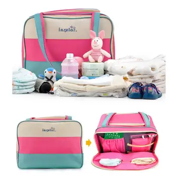 

Colorful Diaper Nappy Bag Waterproof Nylon Mummy Bag Multifunctional Maternity Shoulder Bag Changing Baby Handbags for Travel