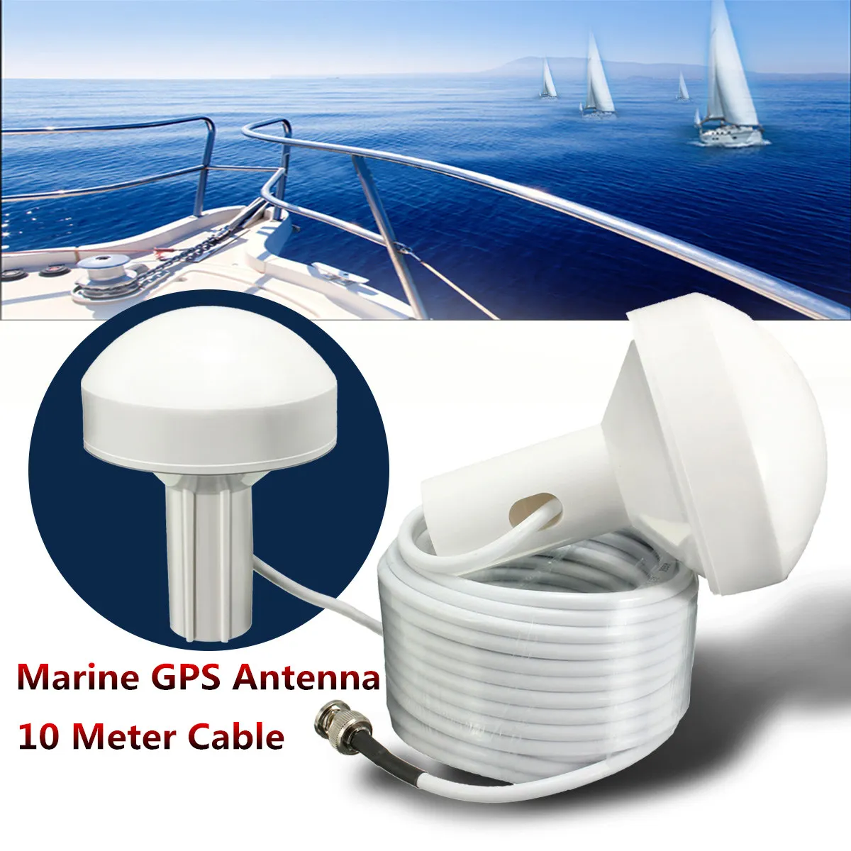 New GPS Active Marine Navigation Antenna 10 Meters With BNC Male Plug
