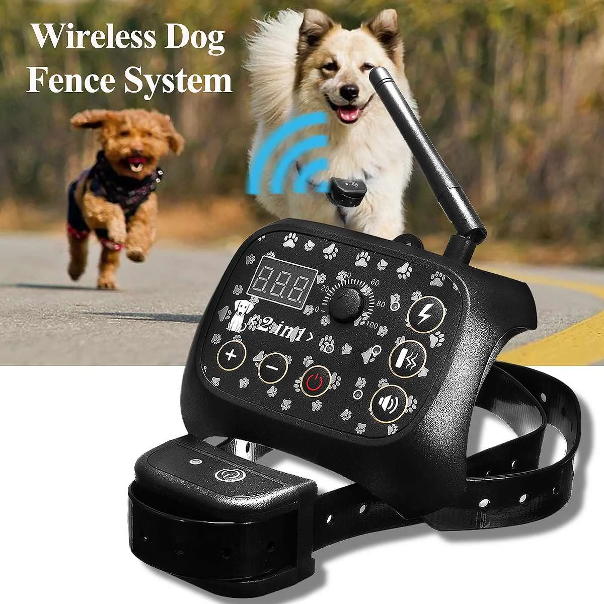

Electronic Wireless Remote Dog Training Collar Fence Containment System Dog Training Electric Shock Collar