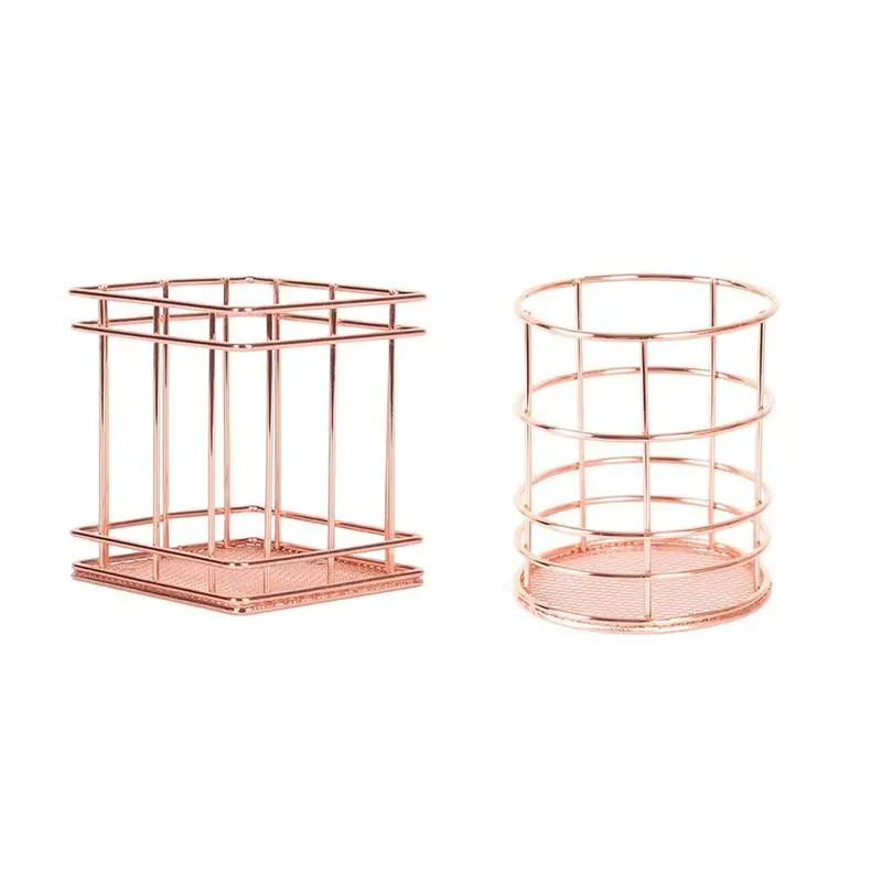 

Nordic Ins Iron Pen Holder Container Rose Gold Storage Simple Basket Kitchen Bathroom Sundries Chopsticks Organizer Storage Box