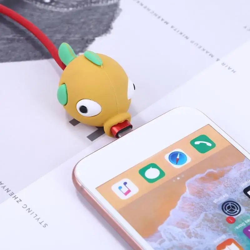 VAKIND Cute Silicone Data Cable Bite Protector Animal Doll Model Winder Phone Holder Accessory for Iphone Canle Protect Props