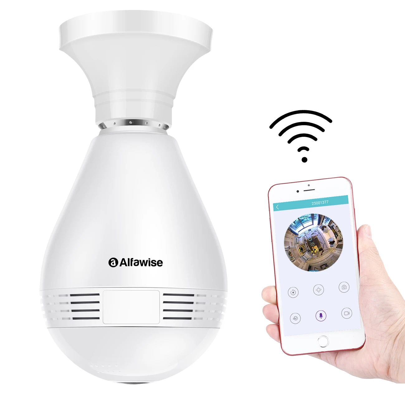 

Alfawise JD - T8610 - Q2 360 Degree Infrared Wireless WiFi IP Camera LED Bulb Cam Home Security Night indoor Surveillance Camera