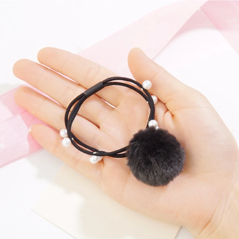 Girls Hair Accessories Colorful Pompon Elastic Hair Bands Rings Cute Creative Fur Ball Hair Rope Lovely Rubber Scrunchies