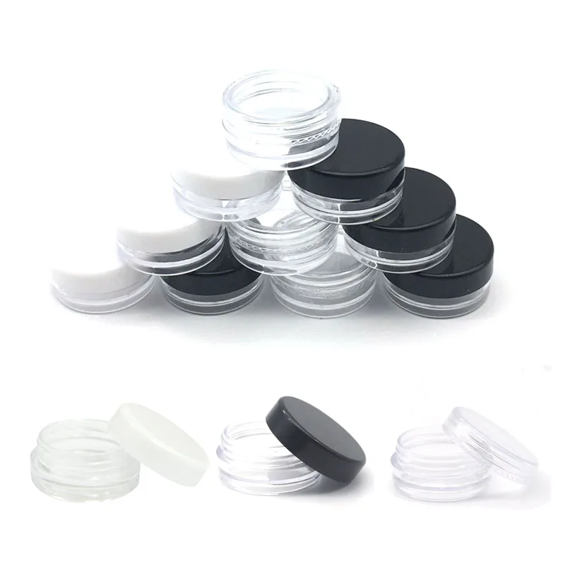 

100Pcs 2g 3g 5g Portable Plastic Cosmetic Empty Jars Clear Bottles Eyeshadow Makeup Cream Lip Balm Container Pots