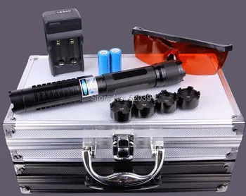 

AAA High Power Military Blue Laser Pointers 500000m 500W 450nm Flashlight Light Burning Match Dry Wood & Burn Cigarettes+Glasses