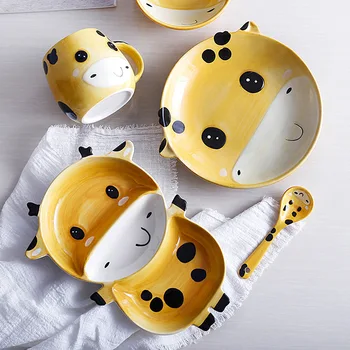 

Lovely Animal bowl Originality Style Hand Children Healthy Ceramics Tableware The Household Spoon fruit Dishes salad Glass bowls