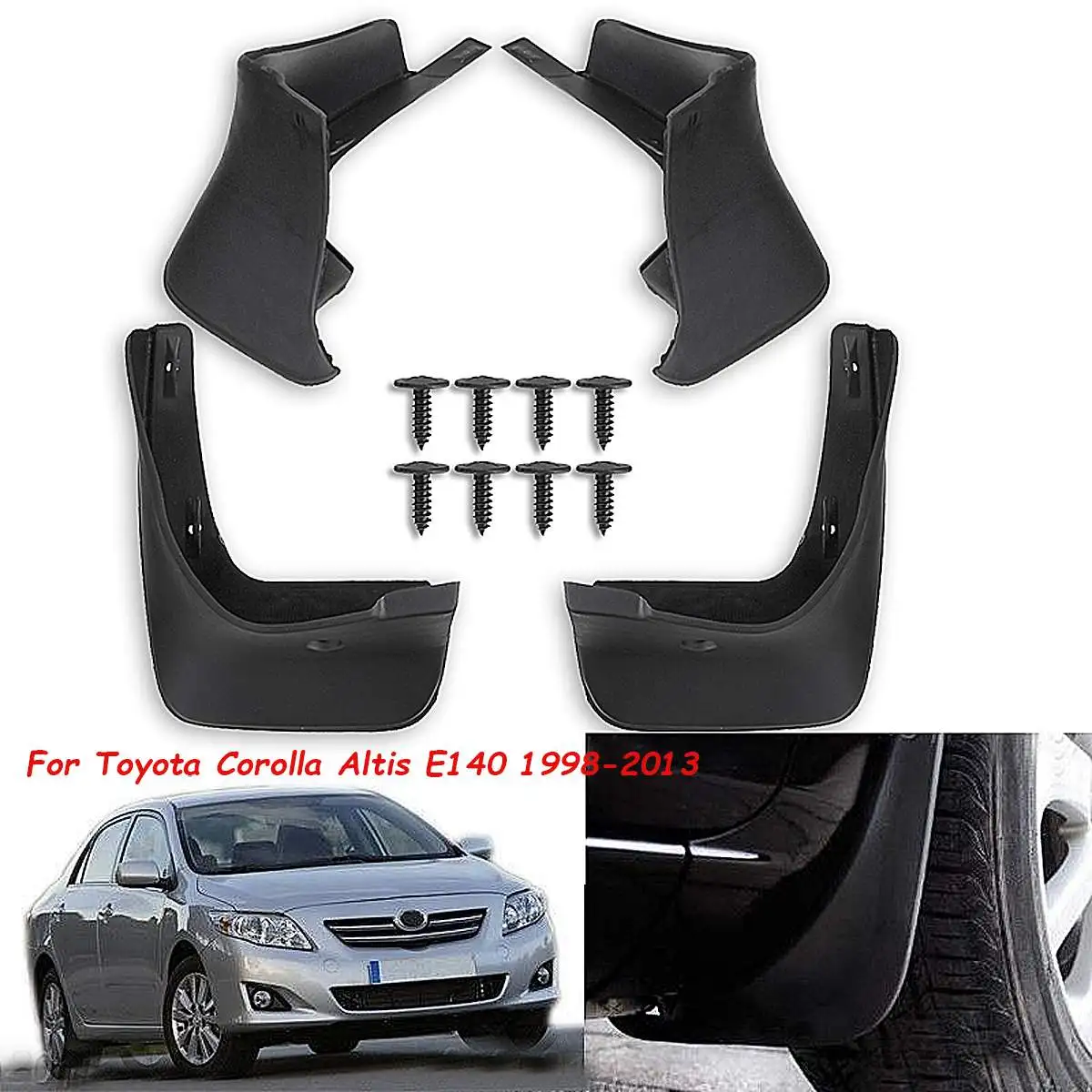

4Pcs Front Rear Mudguard Splash for Fender Guards Mud Flap for Toyota Corolla Altis E140 1998-2013