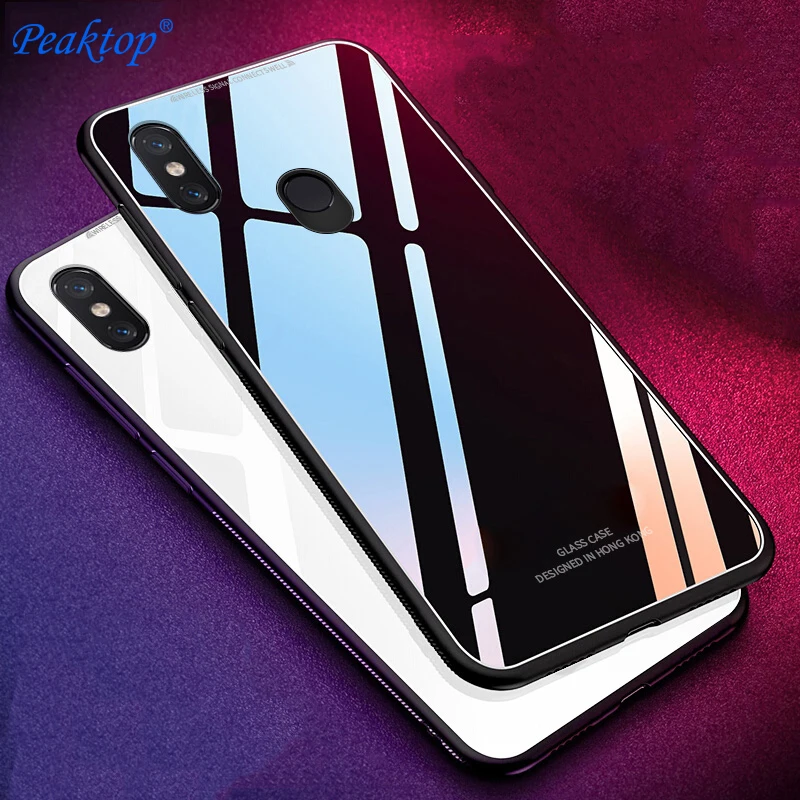 

Peaktop For Xiaomi Redmi Note 6 pro Case Tempered Glass Hard Back Cover Case Silicone Frame For Xiaomi Redmi note6 pro Fundas