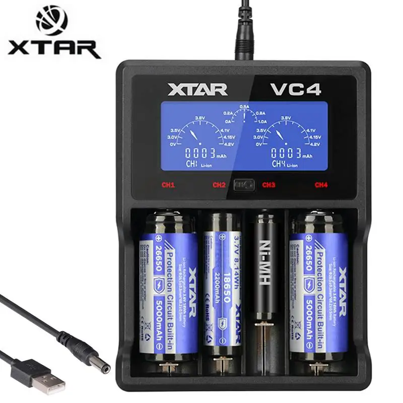 XTAR VC4 ЖК-экран USB зарядное устройство для 18650 26650 14500 батареи модели радиоуправляемого дрона запчасти