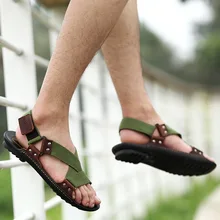 Модные повседневные Летние босоножки для Для мужчин базовые, с ремешком спереди и сзади с низким пляжные сандалии Швейные разноцветные дышащая обувь