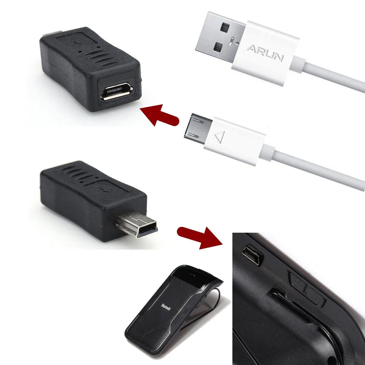 

USB 2.0 Micro-B Female to Mini-B Male Converter Adapter Charger Plug Connector