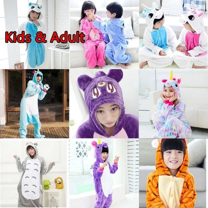 

unicorn girl Flannel Unicorn family kigurumi Pajamas Kigurumi Jumpsuit onesie Kids Children piglet costume Blanket Sleepers