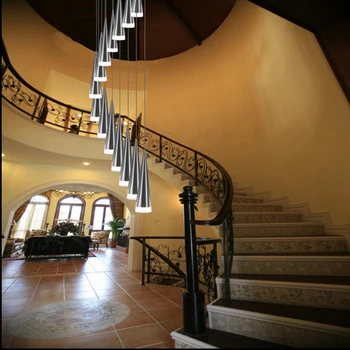 

Villa 1.5-3.5M Long spiral Pendant Lights Aluminum Led cone Hanging Lighting Led Bar Long Suspension Lamp Hotel Stair lighting