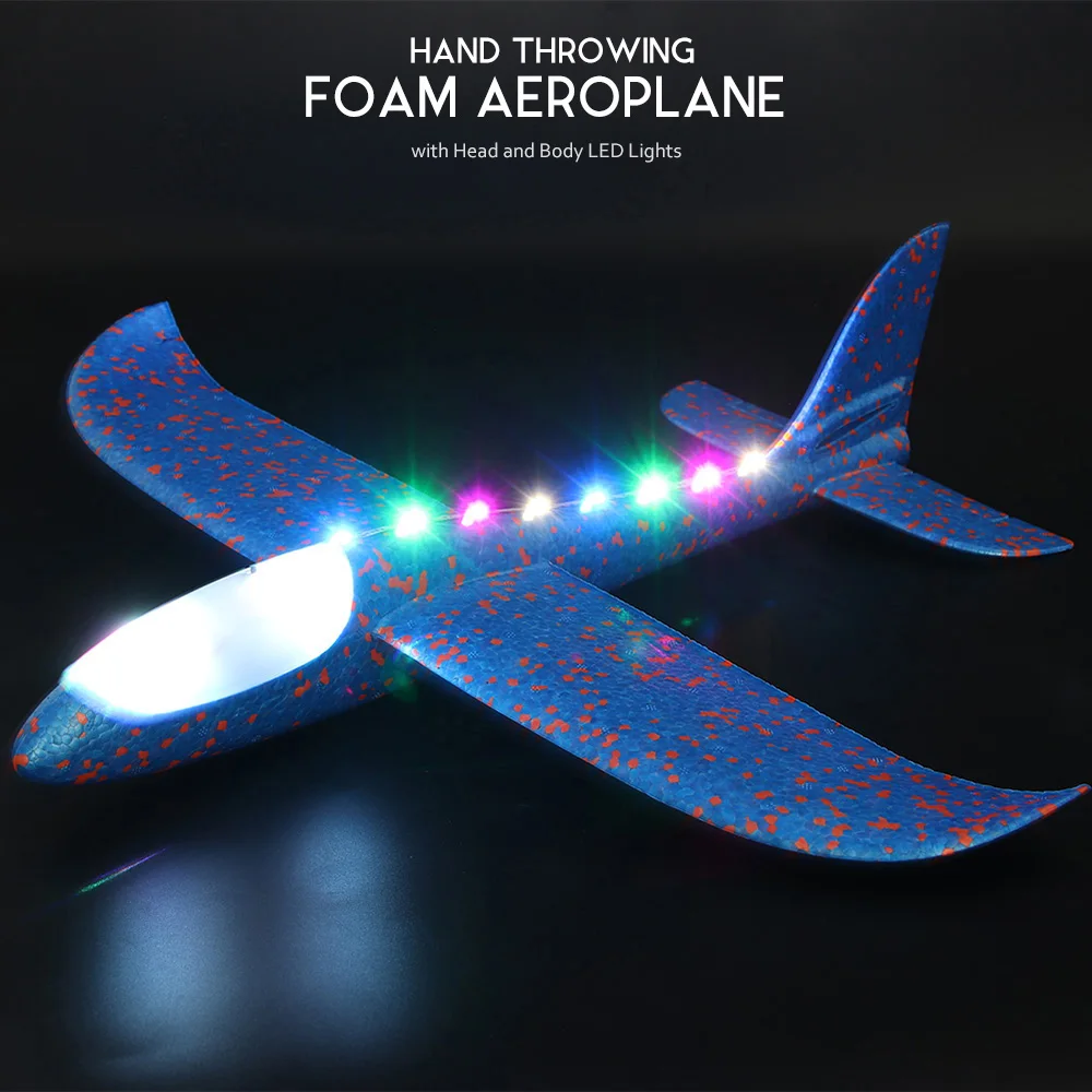 

Hand Throwing Foam Airplane Aeroplane Glider with Head LED Lights Toys Gift for Kids Beginners