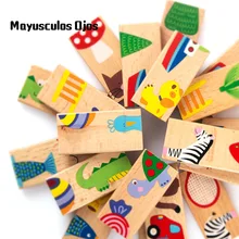 Раннее образование детей деревянный 28 шт блок животных головоломка Пасьянс домино развивающие игрушки