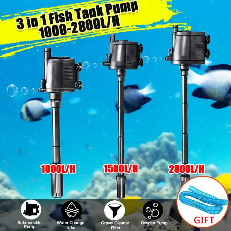 

3in1 Mini Fish Tank Aquatic Spray Flow Biological Plus Power Filter Pump Aquarium Filter Submersible Internal Filter 15/25/35W