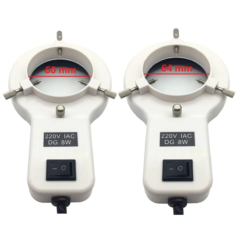 8W UV Fluorescent Ring Light Source Stereo Microscope Purple Color Fluorescent Ring Lamp Lighting Illuminator Inner 60mm 64mm