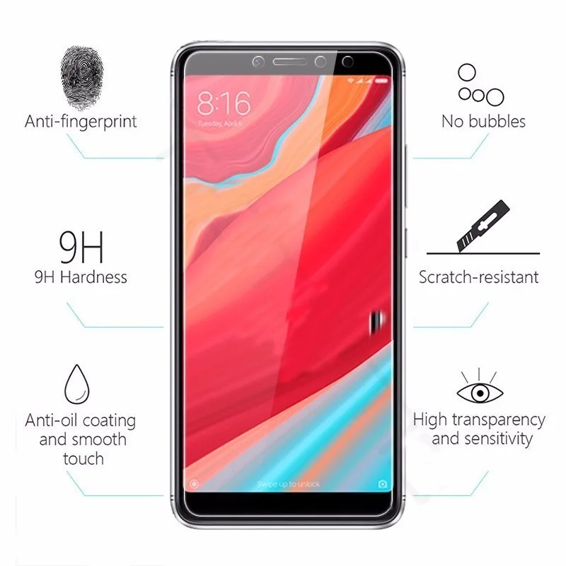 Стеклянная Защитная пленка 2.5D для Xiaomi Redmi S2 закаленное стекло премиум-класса