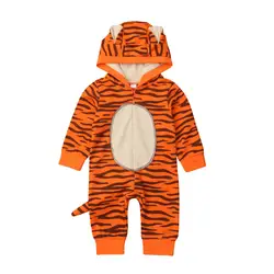 Модная одежда для детей, милый стиль, 3D с принтом для новорожденных, для маленьких мальчиков и девочек унисекс тигровый комбинезон