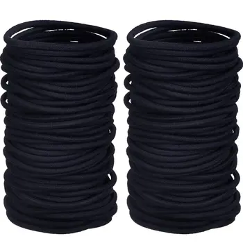 

200 Pack No-metal Hair Elastics Hair Ties Ponytail Holders Hair Bands Bulk, Black (4mm)