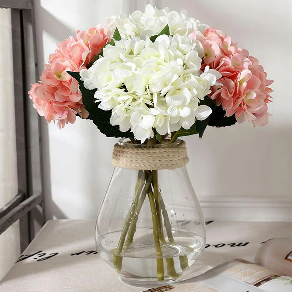 1 Branch Artificial Hydrangea Flowers for Wedding Bridal Bouquet Home Party Garden Fake Floral Decal Vase Decoration | Дом и сад