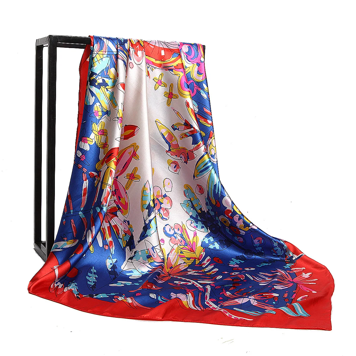 

Fashion Forest Butterfly Flower Square Scarves For Women Lady Imitation Silk Large Scarf Soft Satin Head Shawls 90*90cm