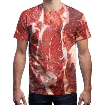 

Simulation Pork Belly Meat 3D Print T Shirt Men Round Neck Short Sleeve Loose Tshirt Summer Men Tee Shirt Tops Camiseta Hombre