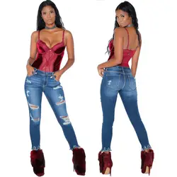 Новая мода 2019 джинсы для женщин женские узкие карманы потертые женские Повседневное Высокая Талия ботильоны Длина брюки-карандаш, джинсы