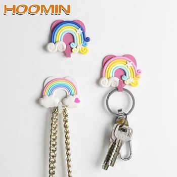 

HOOMIN Wall Coat Keys Bags Clothes Hanger Cute Fantasy Rainbow Shape Strong Suction Wall Hooks Bedroom Decor Hooks