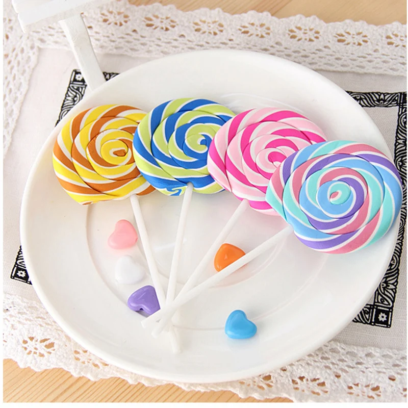 cheap 1PC Kawaii Lollipop Erasers Creative Items Lovely Rubber Erasers For Kids Girls Gift School Correction Tools Novelty Stationery