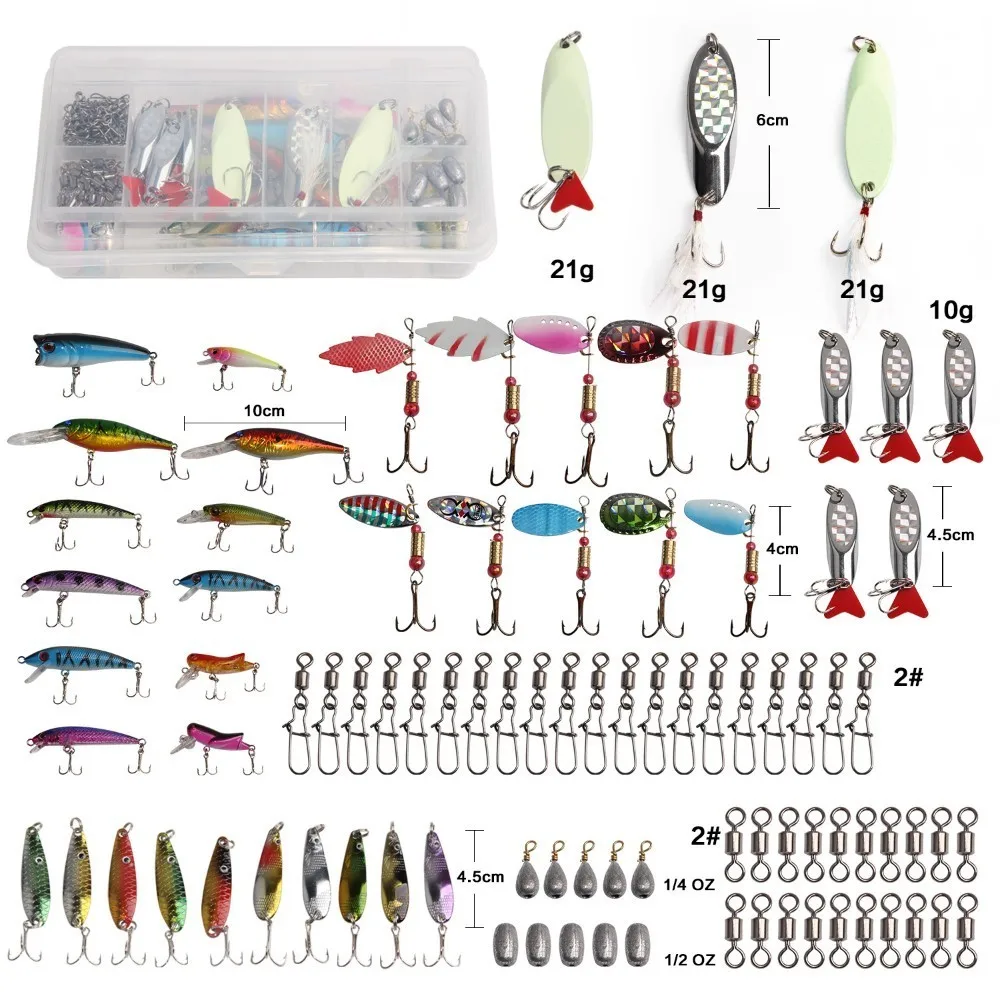 

Hyaena 90Pcs/Box Fishing Accessories Kit With Crankbaits Hooks Spinnerbaits Swivels Lead Sinkers Weights