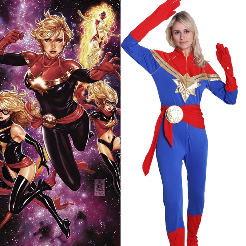 

Captain Marvel Cosplay Costume Carol Danvers 2019 Superhero Halloween Costumes Ms. Marvel Jumpsuit Girls Movie Bodysuit Costume