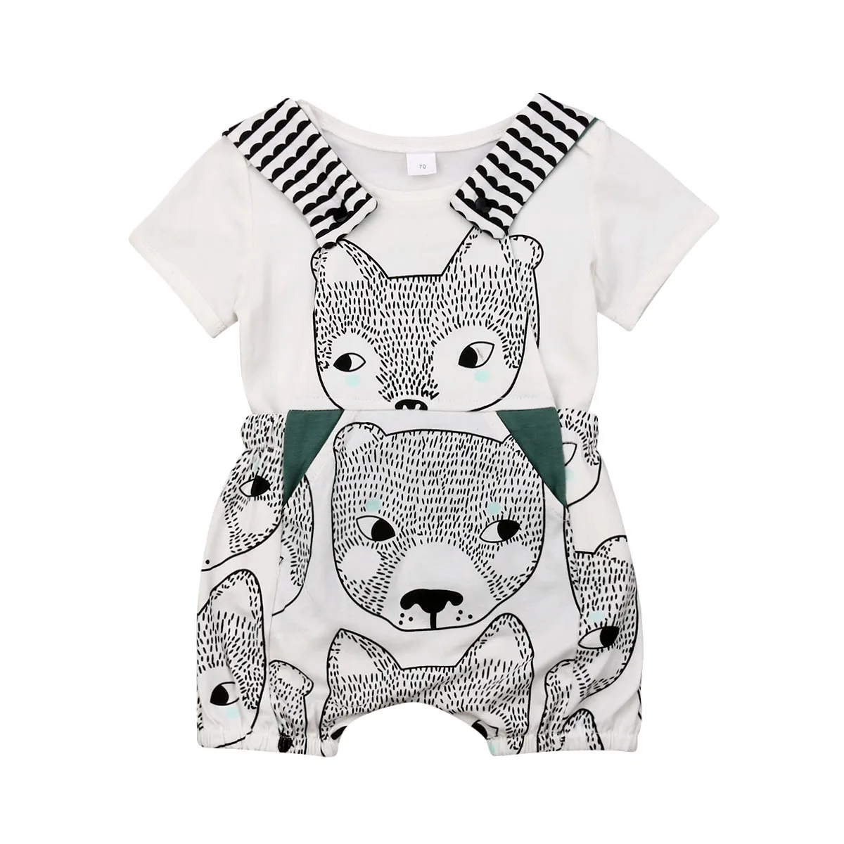 

Pudcoco 2019 Summer Newborn Boy Girl Animal Clothes T-shirt Bib Pants Bear Overalls Outfits 0-24M Casual Set Sunsuit