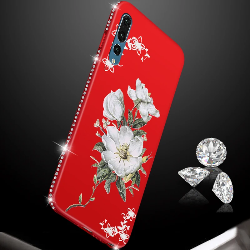 

3D Emboss Case For Huawei Honor 8 Lite 10 8x 8c 7x 7a 7c 9 8 Pro V10 V9 5A 6A 5X 6X 7X GR5 2017 Play Diamond Flower Soft Case