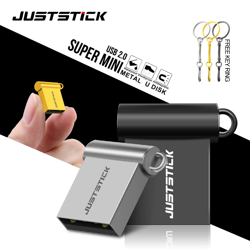 

JUSTSTICK USB Flash Drive usb 2.0 8gb 16gb 32gb Real Capacity 64gb 128gb metal USB stick flash disk pendrive Free key ring