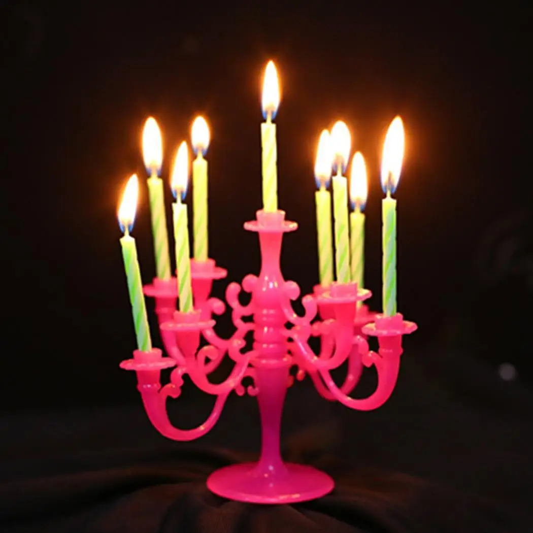 

10pcs Candles Unisex Plastic Birthday Kids Adults Party Colorful Set Fashion etc Heliciform Party Birthday Candles Candlestick
