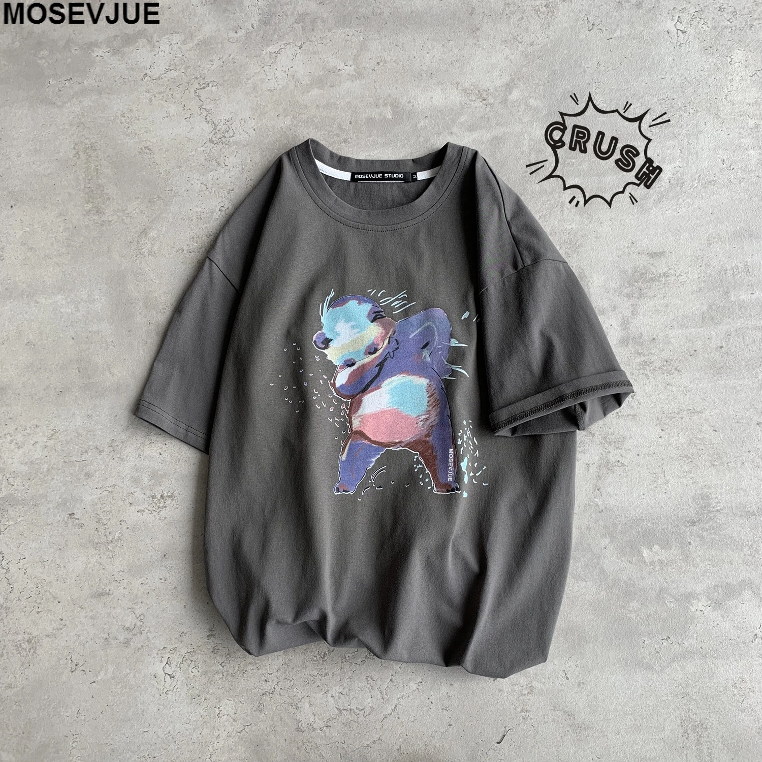 

2019 New Arrival 100% Cotton Color Cartoon Panda Print Short Sleeve T-Shirt tee Tshirt T shirt