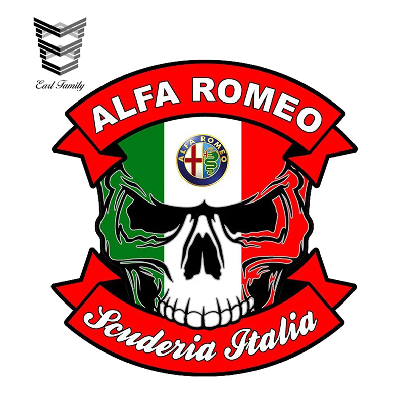 

EARLFAMILY 13cm x 12.6cm Car Sticker for Scuderia Italia Skull Vinyl Decal Graphic Auto Motorcycle Tuning Decals Waterproof JDM