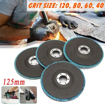 

125mm 5" 40/60/80/120 Grit Grinding Wheel Flap Disc Angle Grinder Sanding Tool 13000 rpm Zirconia Wear Resistance Abrasive Tools