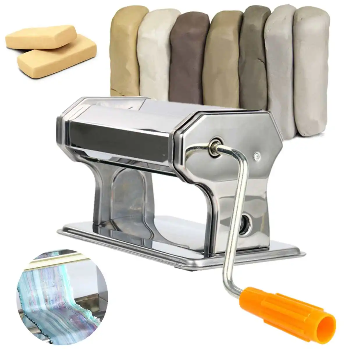  Non-Electric Stainless Steel Craft Polymer Clay Rolling Machine Press Roller Hand Cranked Portable 